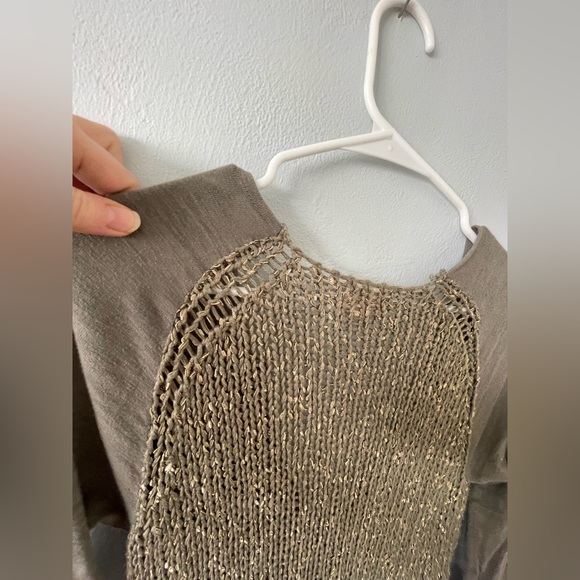 Anthropologie Meadow Rue Green Gold Knit Cardigan Sweater Ruffle Button Top Boho - Picture 11 of 11